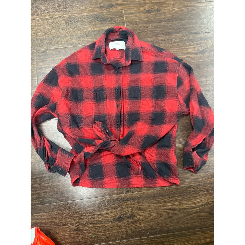 PISTOLA Red & Black Buffalo Plaid Flannel Button Down - Size Small